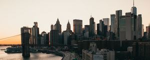 Preview wallpaper road, bridge, city, evening