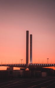 Preview wallpaper road, bridge, construction, dusk