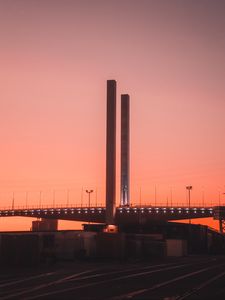 Preview wallpaper road, bridge, construction, dusk