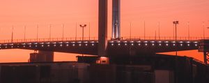 Preview wallpaper road, bridge, construction, dusk