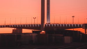 Preview wallpaper road, bridge, construction, dusk