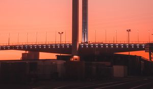 Preview wallpaper road, bridge, construction, dusk