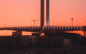 Preview wallpaper road, bridge, construction, dusk