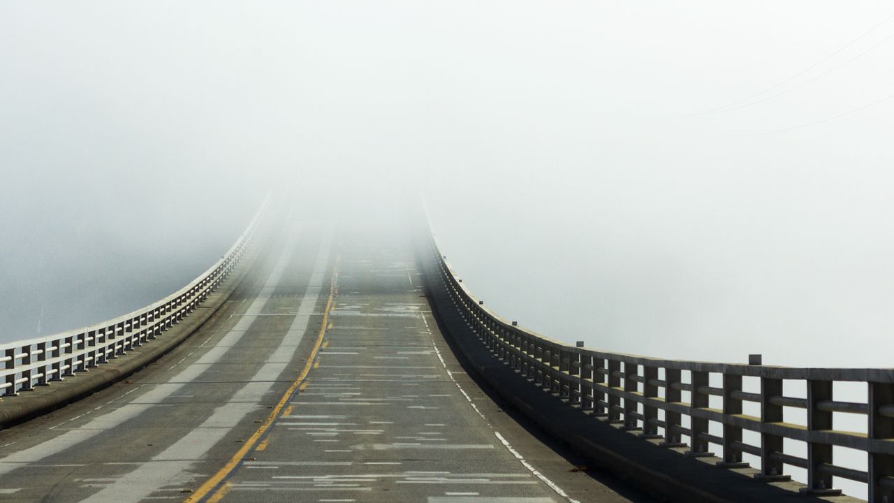 Wallpaper road, bridge, fog