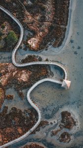Preview wallpaper road, bridge, island, aerial view, nature