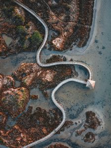 Preview wallpaper road, bridge, island, aerial view, nature