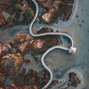 Preview wallpaper road, bridge, island, aerial view, nature