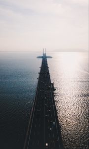 Preview wallpaper road, bridge, top view, sea, traffic, penang bridge, perai, malaysia