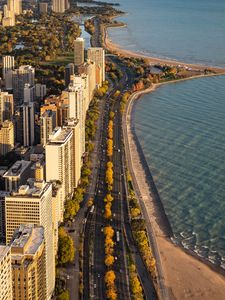 Preview wallpaper road, buildings, city, chicago, embankment