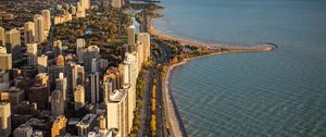 Preview wallpaper road, buildings, city, chicago, embankment