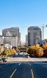Preview wallpaper road, buildings, city, view