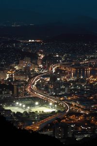 Preview wallpaper road, buildings, lights, night, glow, city