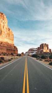 Preview wallpaper road, canyon, desert, rocks, nature