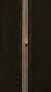 Preview wallpaper road, car, aerial view, grass, evening