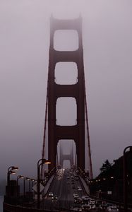 Preview wallpaper road, car, bridge, fog