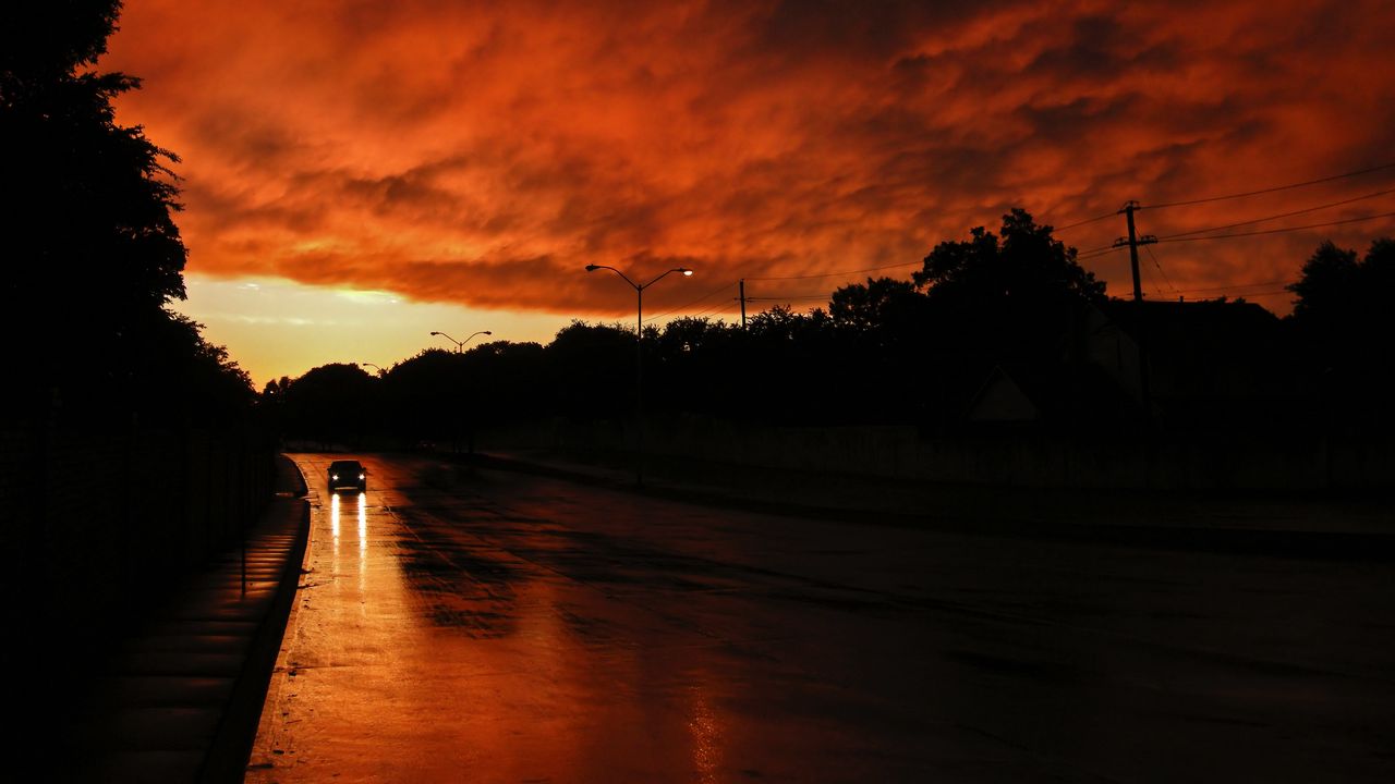 Wallpaper road, car, dark, dusk