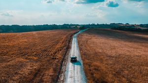 Preview wallpaper road, car, field, horizon, timisoara, romania