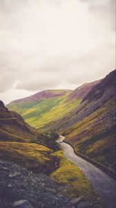 Preview wallpaper road, car, mountains, slope