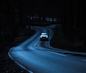 Preview wallpaper road, car, winding, night