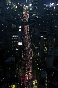 Preview wallpaper road, cars, buildings, street, city, aerial view, dark