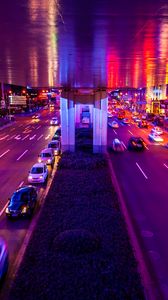 Preview wallpaper road, cars, city, night, lights