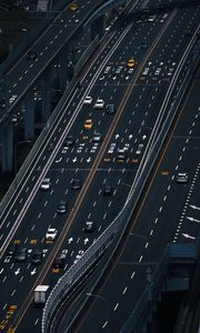Preview wallpaper road, cars, city, marking, aerial view