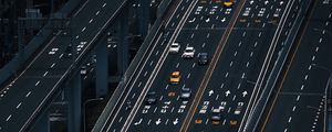 Preview wallpaper road, cars, city, marking, aerial view