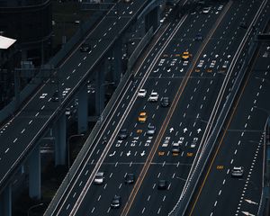 Preview wallpaper road, cars, city, marking, aerial view