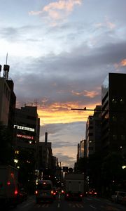 Preview wallpaper road, cars, street, lights, evening