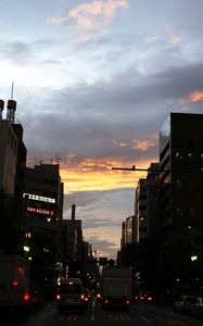 Preview wallpaper road, cars, street, lights, evening