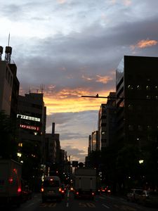 Preview wallpaper road, cars, street, lights, evening