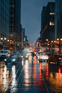 Preview wallpaper road, cars, street, city, rain