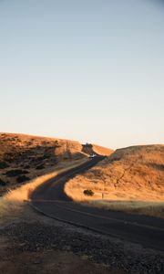 Preview wallpaper road, cars, winding, hill