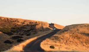 Preview wallpaper road, cars, winding, hill