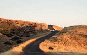 Preview wallpaper road, cars, winding, hill