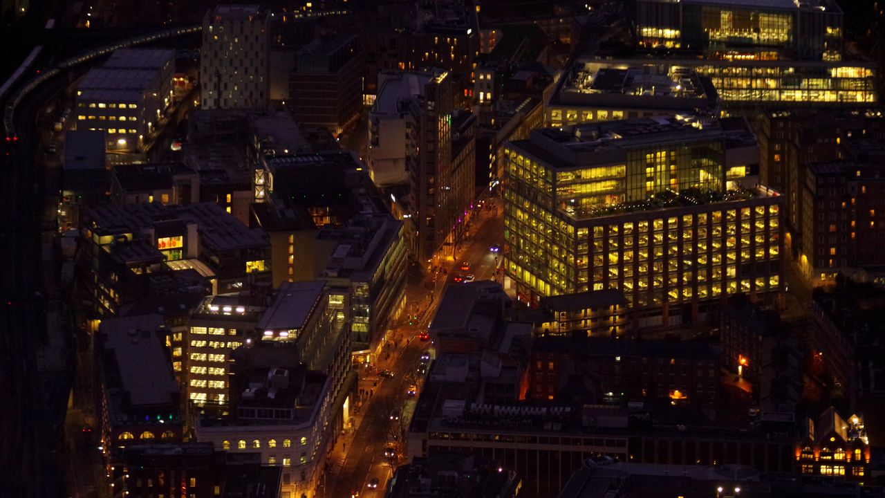 Wallpaper road, city, lights, night, buildings