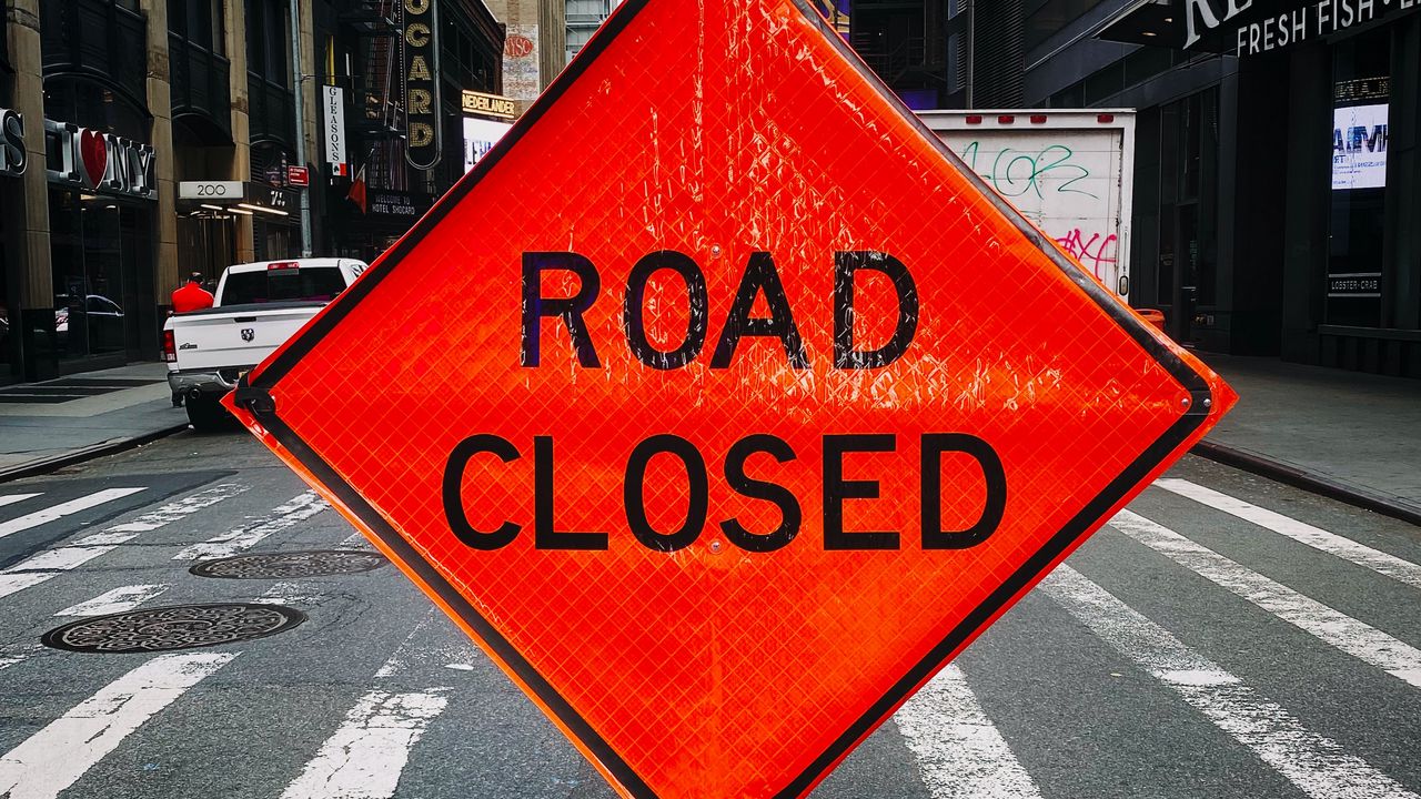 Wallpaper road, closed, sign, inscription, warning