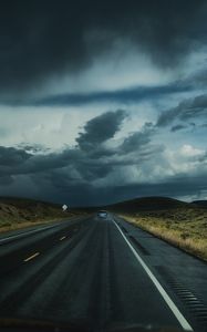 Preview wallpaper road, clouds, auto, traffic