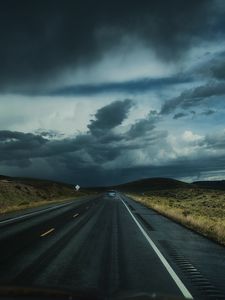 Preview wallpaper road, clouds, auto, traffic