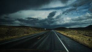 Preview wallpaper road, clouds, auto, traffic