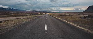 Preview wallpaper road, clouds, hills, nature