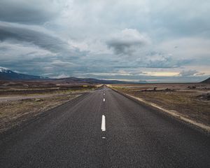 Preview wallpaper road, clouds, hills, nature