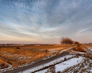 Preview wallpaper road, country, autumn, fields, agriculture