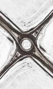 Preview wallpaper road, crossroads, snow, winter, white, aerial view