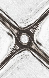 Preview wallpaper road, crossroads, snow, winter, white, aerial view