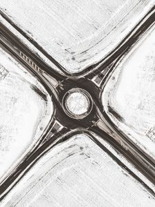 Preview wallpaper road, crossroads, snow, winter, white, aerial view