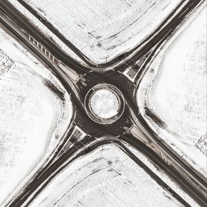 Preview wallpaper road, crossroads, snow, winter, white, aerial view