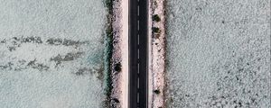 Preview wallpaper road, dam, aerial view, ice, frozen