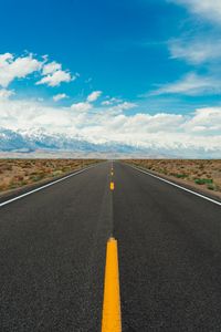 Preview wallpaper road, desert, mountains, horizon, asphalt, distance