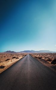 Preview wallpaper road, desert, mountains, asphalt, highway